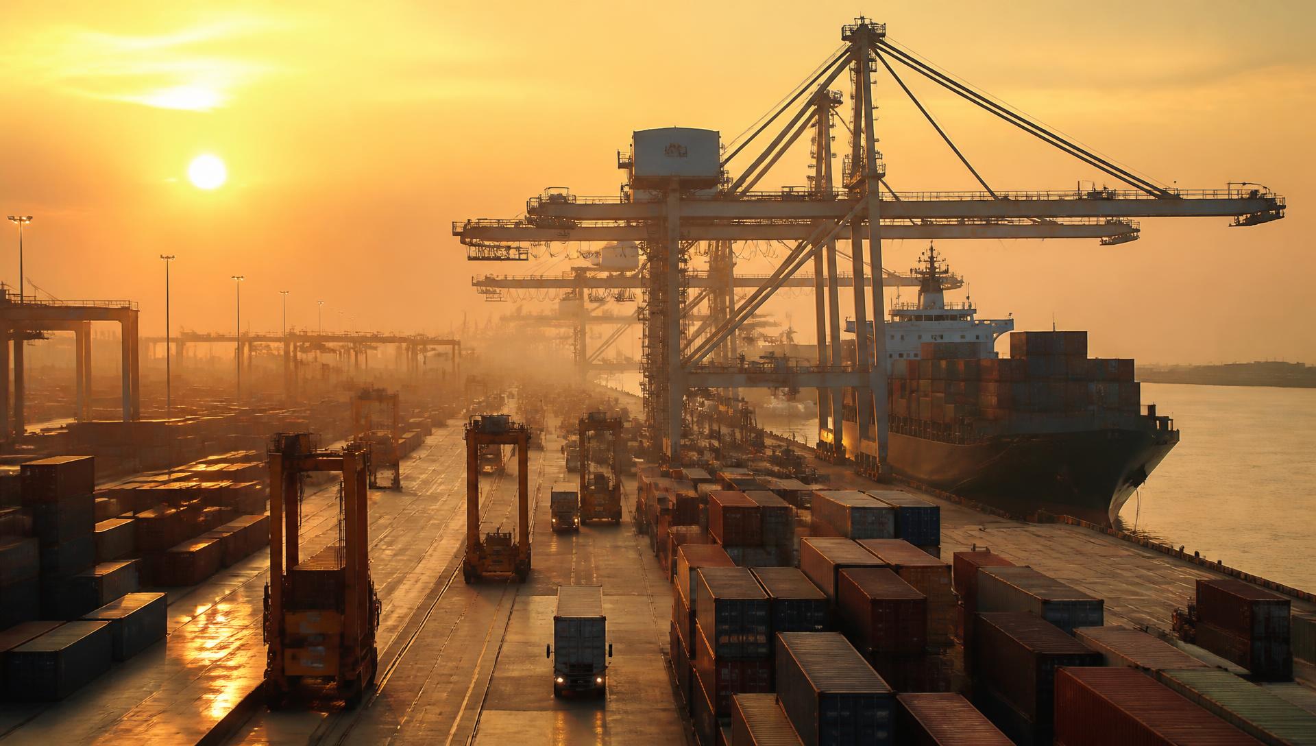 Highland Freight Forwarding container terminal at sunrise